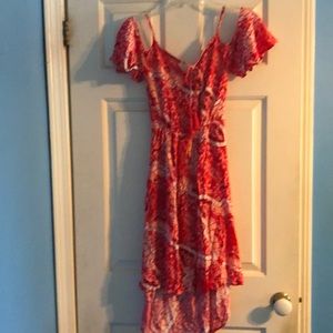 Red print sundress.